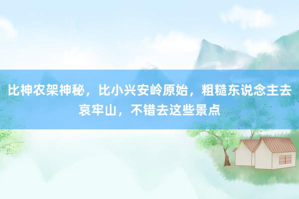比神农架神秘，比小兴安岭原始，粗糙东说念主去哀牢山，不错去这些景点