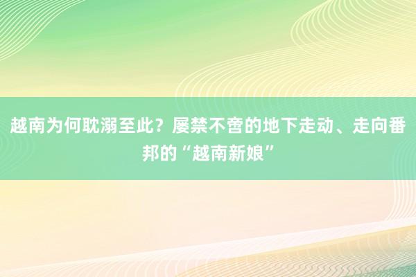 越南为何耽溺至此？屡禁不啻的地下走动、走向番邦的“越南新娘”